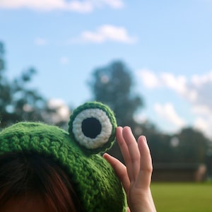 Frog headband knitted froggy hat crochet beanie gift
