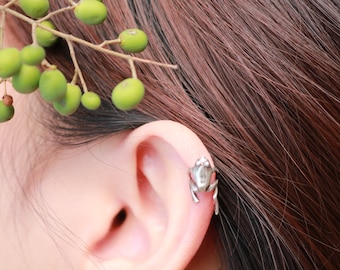 Sterling silver frog ear cuff tree frog earring vintage
