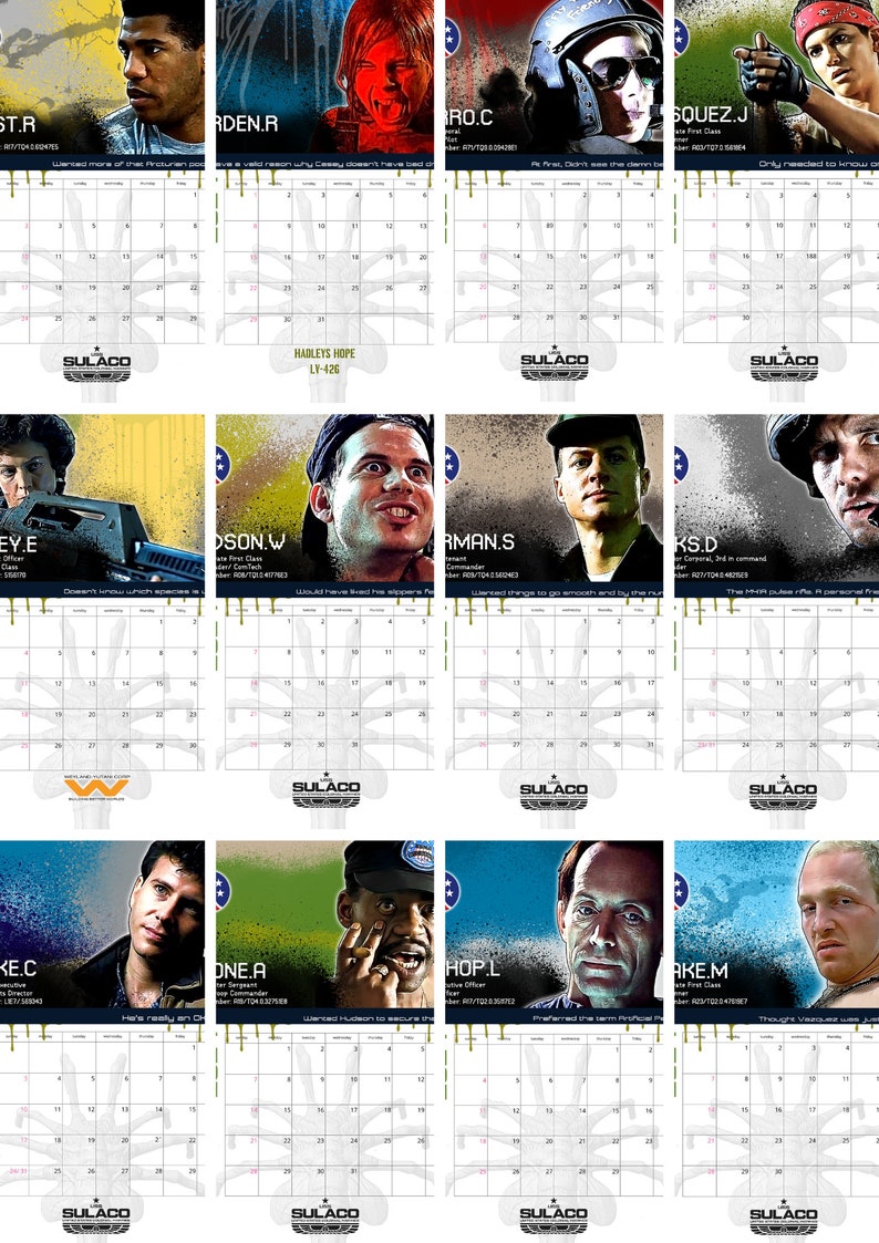 Aliens Colonial Marines A4 Calendar 2024 Etsy UK