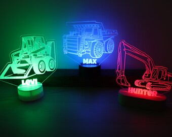 Personalized Free With Remote Backhoe Light Up Night Light LED Engraved 