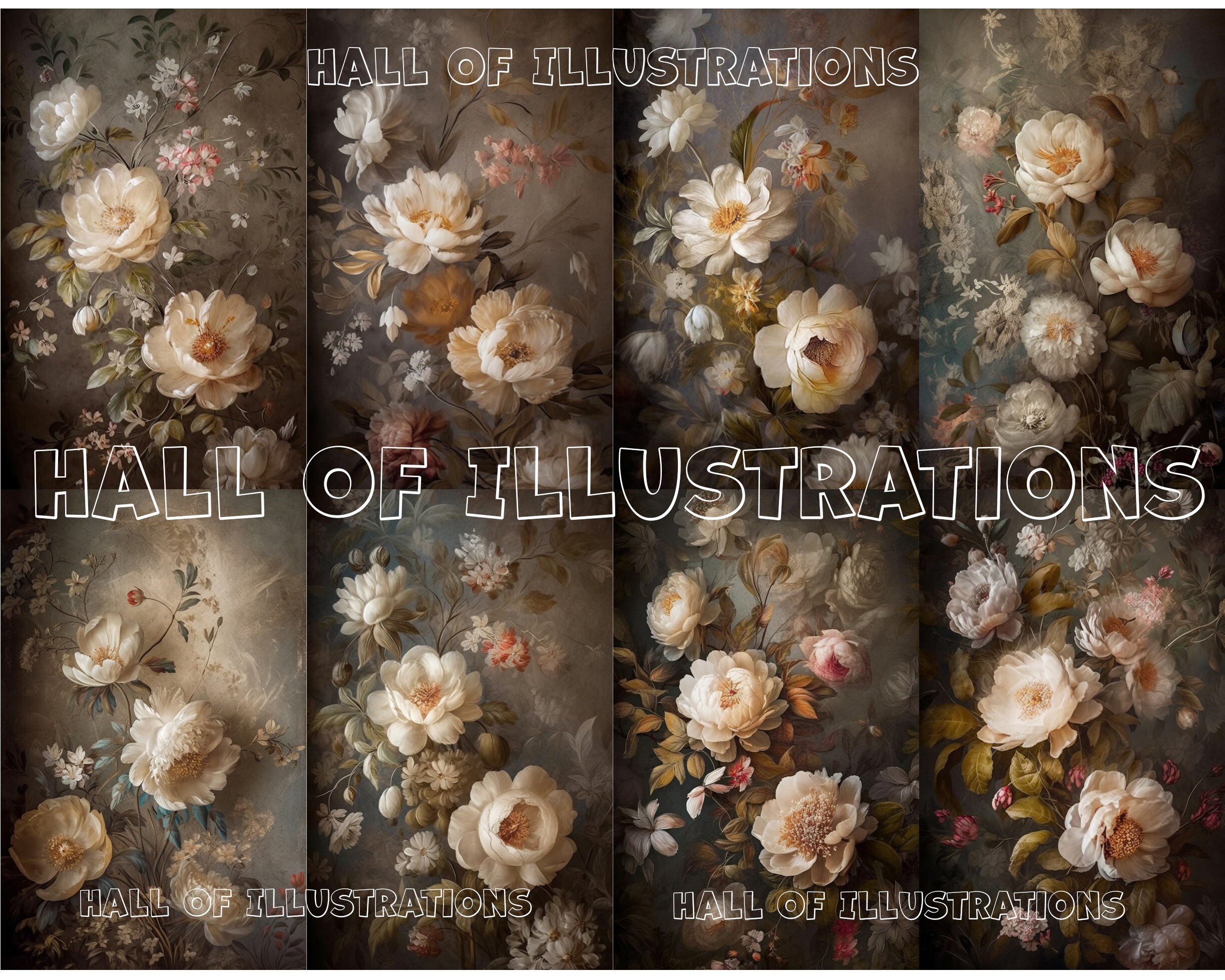 22 Fine Art Flowers Set Digital Backdrops, Maternity Backdrop Overlays, Overlays for