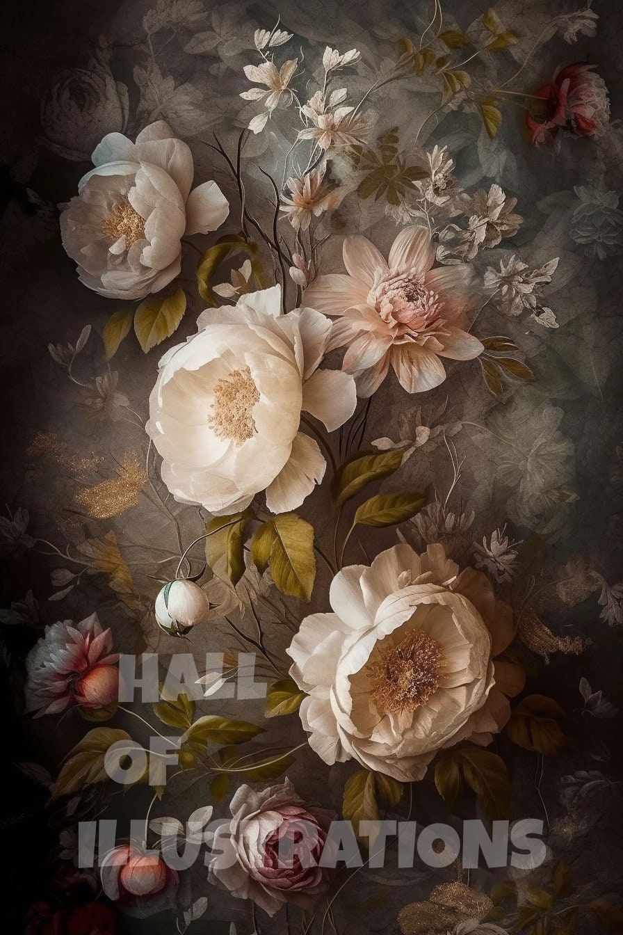 22 Fine Art Flowers Set Digital Backdrops, Maternity Backdrop Overlays, Overlays for