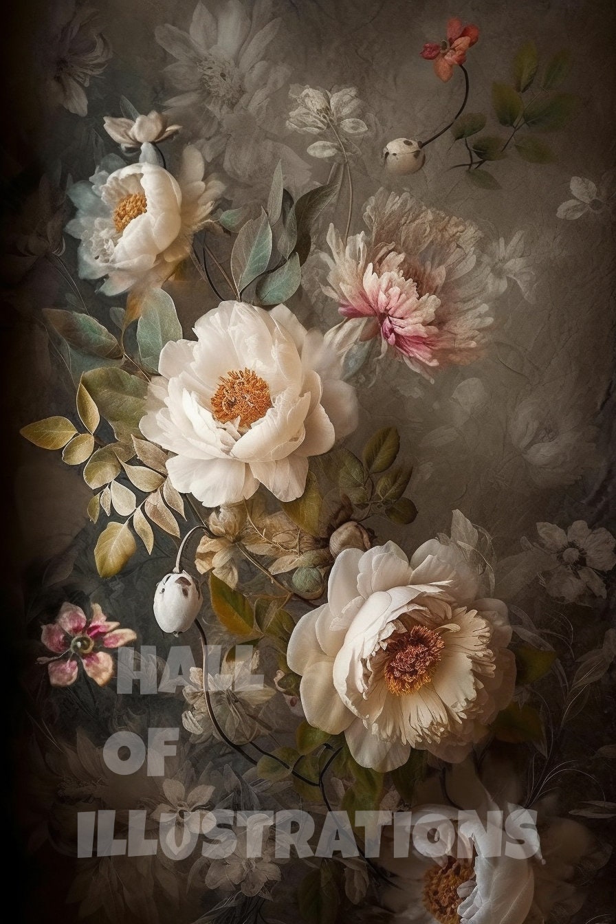 22 Fine Art Flowers Set Digital Backdrops, Maternity Backdrop Overlays, Overlays for