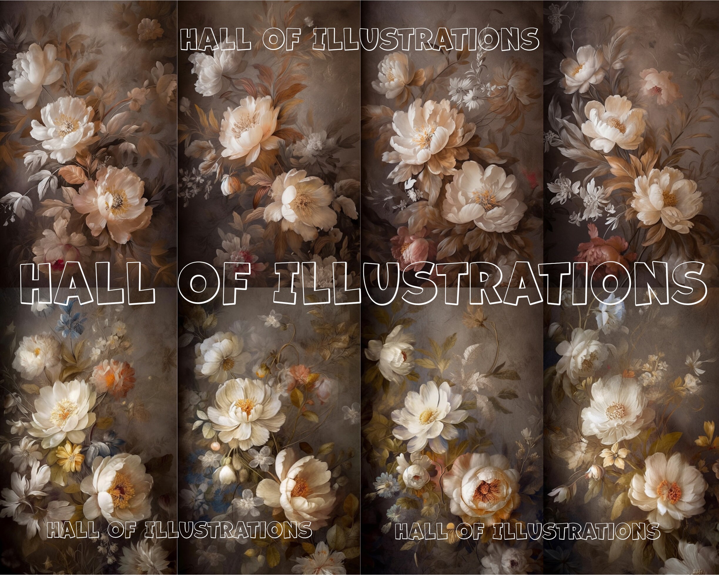 22 Fine Art Flowers Set Digital Backdrops, Maternity Backdrop Overlays, Overlays for