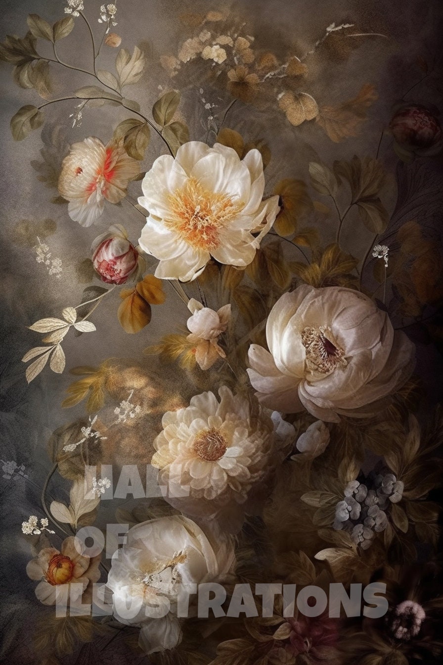 22 Fine Art Flowers Set Digital Backdrops, Maternity Backdrop Overlays, Overlays for