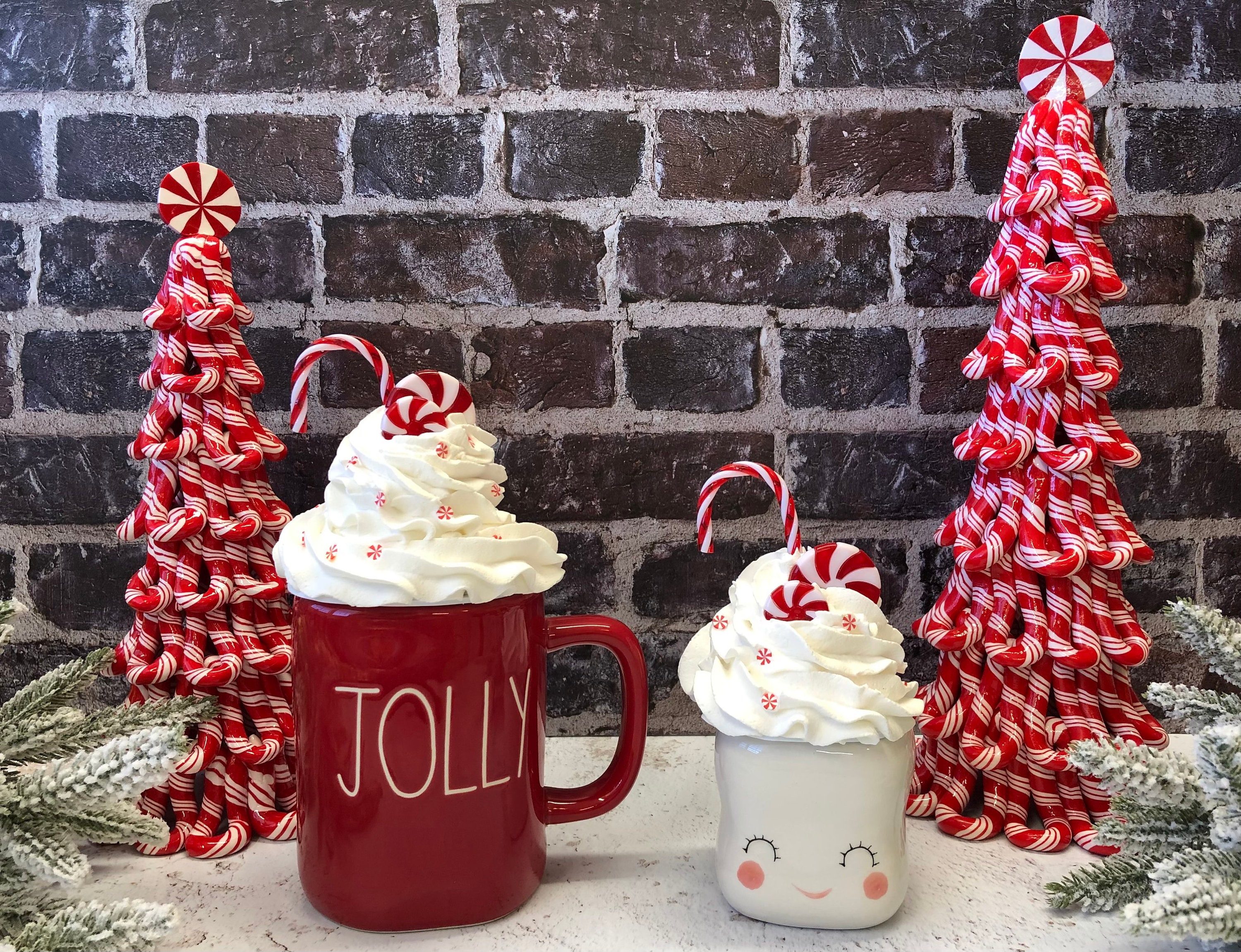 Mug Topper Faux Whipped Cream Christmas | Rae Dunn | Coffee bar | Tiered  Tray Decor | Fake Mug Toppers | Cream Toppers | Candy Cane