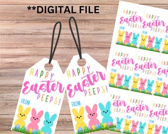 Easter Printable Tags, Peeps Easter Tags, Treat Tags, Gift Tags, INSTANT DOWNLOAD