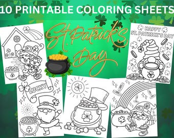 St. Patrick&#39;s Day Coloring Fun, Cute & Festive Printable, INSTANT DOWNLOAD