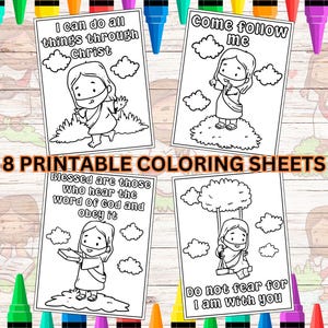 Printable Jesus Coloring Pages, Bible Verse Coloring Sheets, Christian Inspirational Kids Art, INSTANT DOWNLOAD