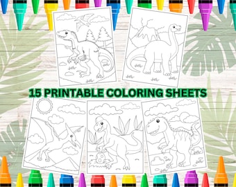 Dinosaurs Printable Coloring Sheets, INSTANT DOWNLOAD