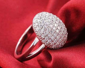 Anillo de bodas de diamantes, oro blanco de 14 qt, anillo de diamantes de 2,6 qt, anillo de compromiso clásico, anillo de racimo de diamantes delicado, regalos para mamá