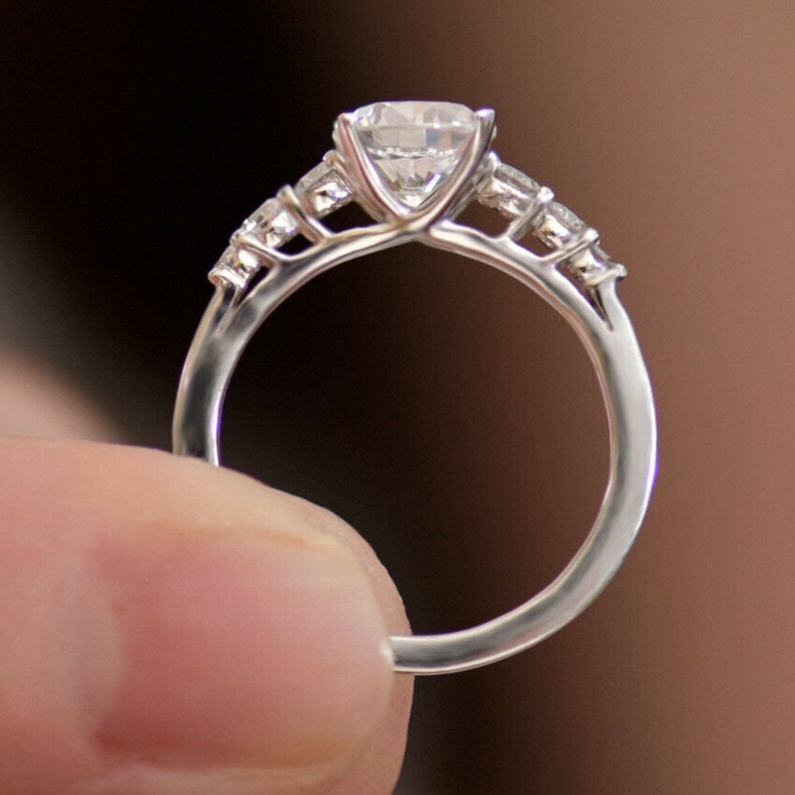 Five Stone 3.2Ct Round Cut Diamond / Amazing Engagement Ring / Etsy