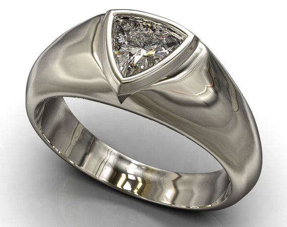 Men s Solitaire Ring 2.1 Ct Trilliant Cut Diamond Ring Men s