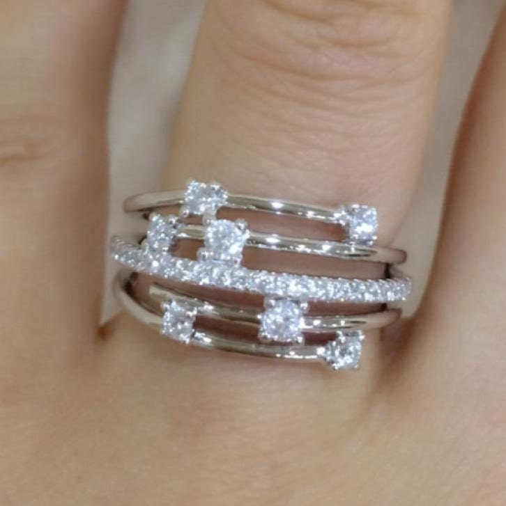 Modernist Engagement & Wedding Bezel Set Gift Ring 14K White Gold 2.6Ct Diamond 