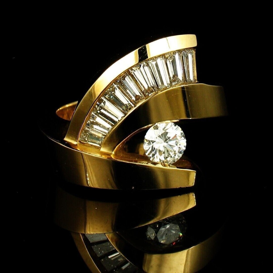 Men's Designer Ring, Men's Tension Set Wedding Ring, 1.2 Ct Diamond