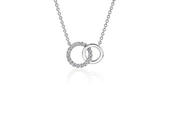 Interlock Wedding Necklace, Circle Necklace, 1.01 Ct Diamond Pendant, 14K White Gold, Gifts for Love One, Wedding Gifts, Anniversary Gifts