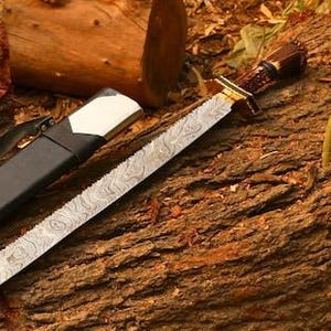Handsmidd Viking Damaskus svärd replika Högkvalitativ Full Tang displaysvärd Gåva för svärd samlare Gåva till jul Gåva till kvinnor bild 4