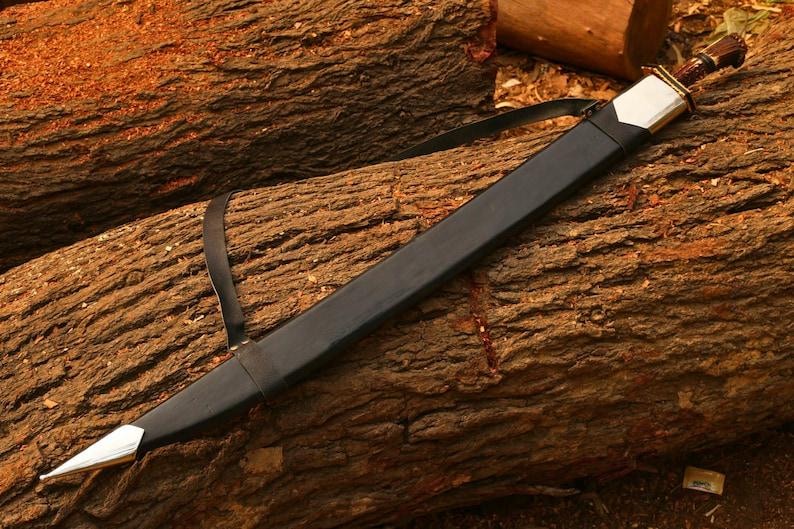 Handsmidd Viking Damaskus svärd replika Högkvalitativ Full Tang displaysvärd Gåva för svärd samlare Gåva till jul Gåva till kvinnor bild 6