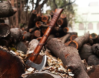 Custom Gift Hand Forged Carbon Steel VIKING AXE Ragnar Viking Axe, camping Axe Lothbrok's axe Birthday&Anniversary Gift For Him,Larp axe