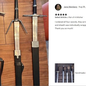 4 par Witcher-svärd av Geralt av Rivia handgjorda svärdreplika rostfritt stålblad personlig födelsedagspresent till pojkvän present till jul bild 2