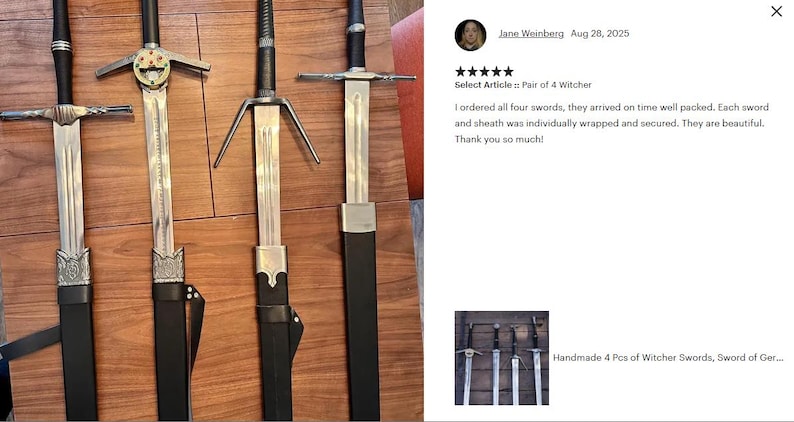4 par Witcher-svärd av Geralt av Rivia handgjorda svärdreplika rostfritt stålblad personlig födelsedagspresent till pojkvän present till jul bild 2