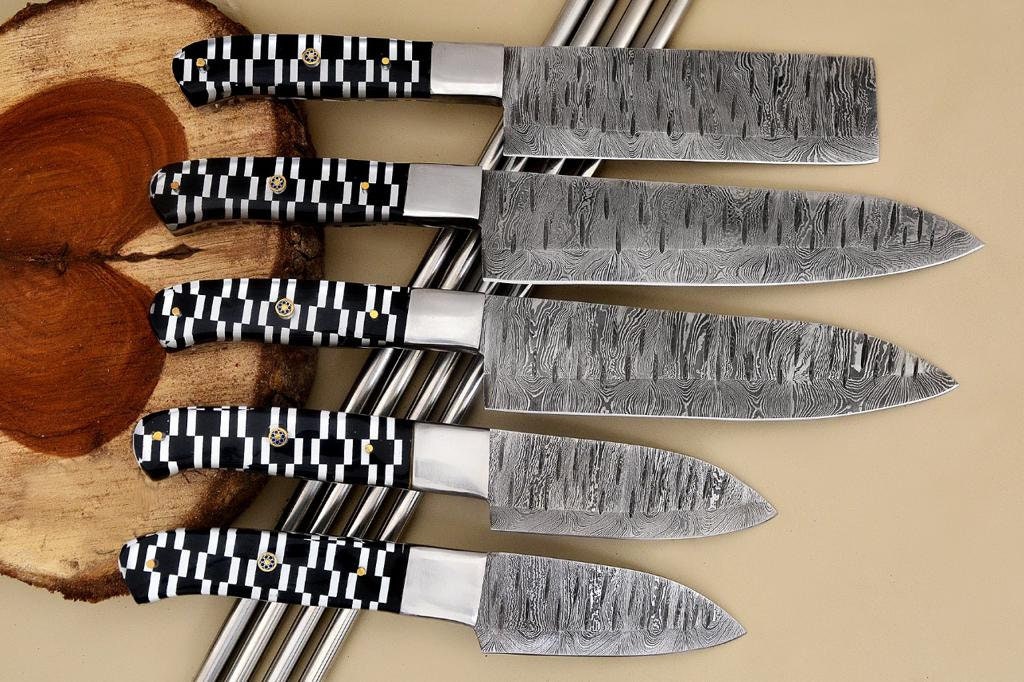 New Handmade Damascus Chef Set.