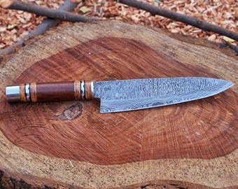 Coltello da cucina da chef Damasco fatto a mano Coltello premium professionale Regalo da chef per lui Regalo di anniversario USA Regalo di San Valentino