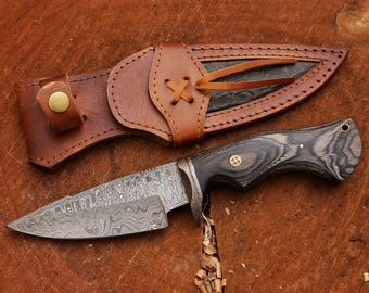 Damascus Knife - Personalized gifts for him - Hunting Knife - Groomsmen gifts - Handmade knife- Gifts For Men- customized knife with sheath