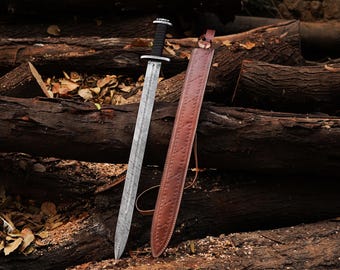 King Ragnar Sword Replica - Hand-Forged Carbon Steel Viking Sword for Cosplay, Display, Collectors Engraved Custom Sword for Viking Costume