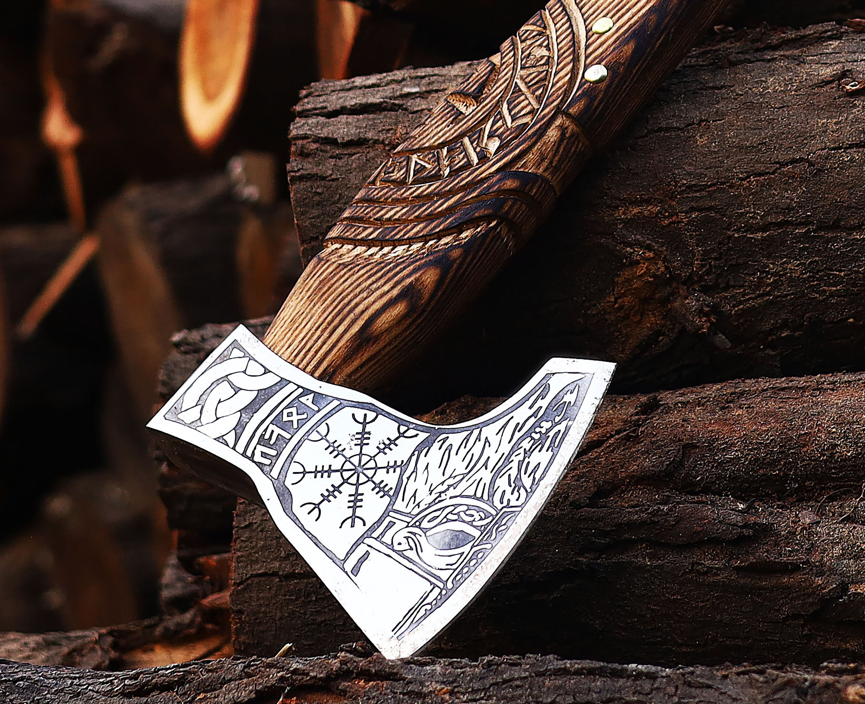 Hache Viking manche en bois et étui en cuir Fox Outdoor - Achat vente pas cher Surplus militaire