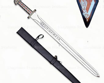 Handmade King Ragnar Lothbrok Viking Sword, Viking Sword of Ragnar Lothbrok Vikings Ragnar Medieval Sword, Christmas Gift, Boy friend gift