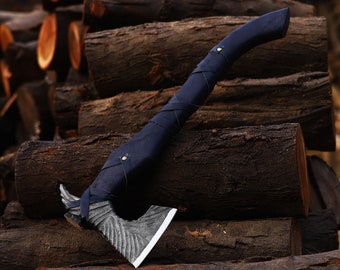 VIKING AXE personalizzato forgiato ascia da campeggio in acciaio al carbonio con albero in legno di rosa, vichingo barbuto nordico, miglior regalo di compleanno e anniversario per lui