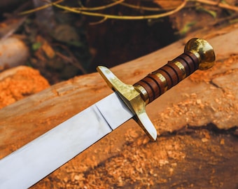 Hand Forged Greek Sword, Engraved Custom LARP Sword, Templar Sword & Celtic Designs, Decorative Sword Display Stand, Gift for Christmas