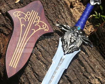 World of Warcraft Sword Replica Maladath Hand Forged Metal Blade, Fantasy Armor Display, Movie Prop, Gift for Him, Christmas Gift