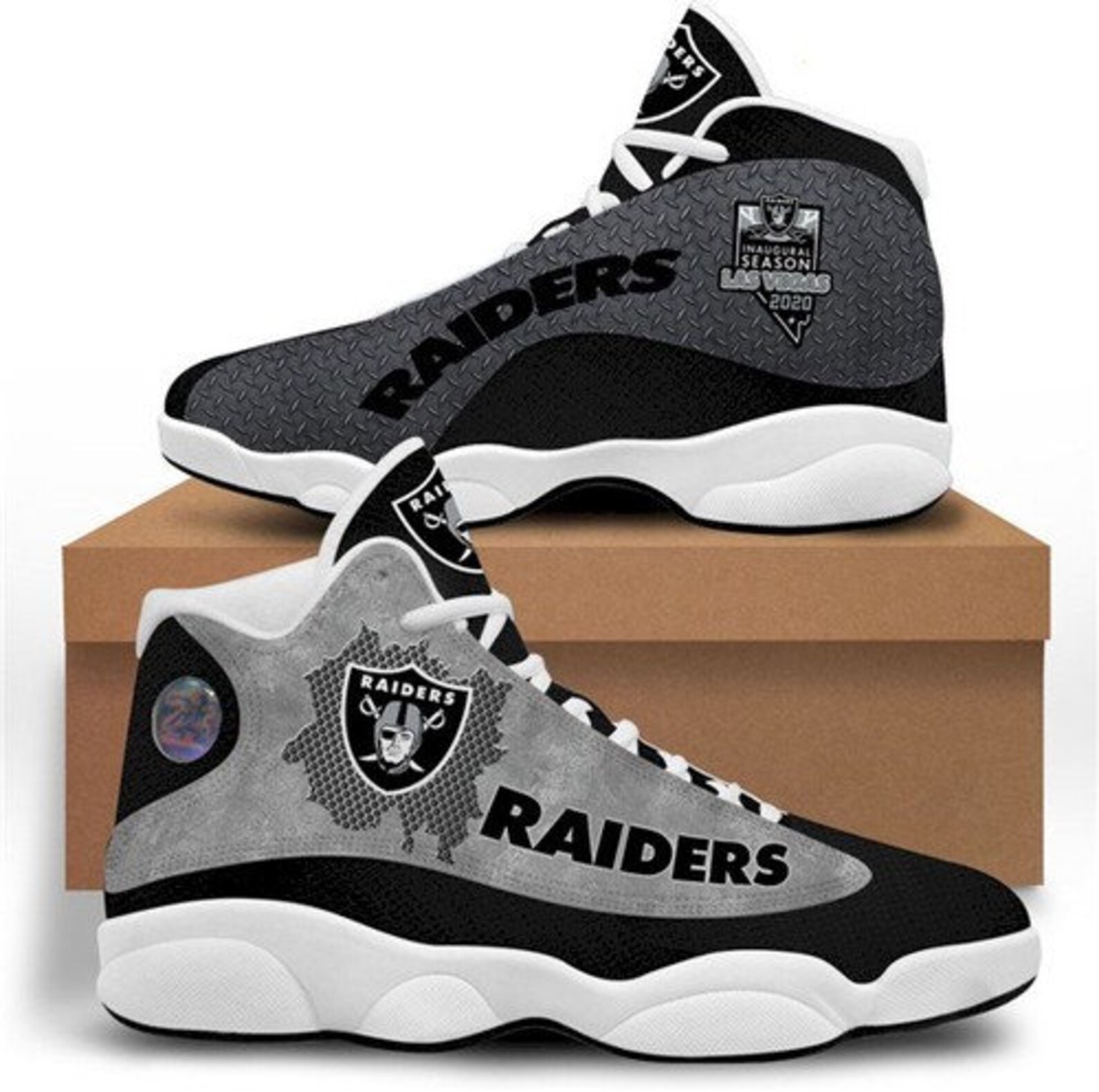 Las Vegas Raiders Air Jordan 13 High Top Leather Etsy