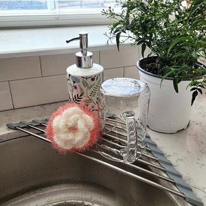 MR.SIGA Sink Caddy, Kitchen Sink Organizer Sponge Brush Holder with Drip Tray, White & Gray