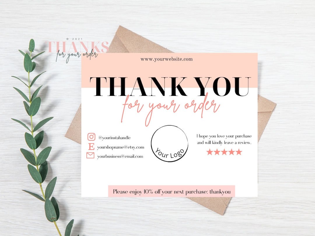 DIY Thank You Card Template: Editable Canva Design (digital Download ...