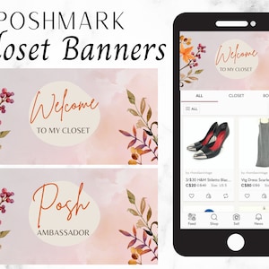 Poshmark Closet Banner, Posh Ambassador Closet Welcome Sign | Pink Floral Elegant | Ready To Use Instant Digital Download