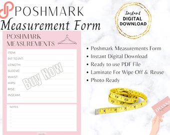 Imprimable par le vendeur Poshmark : formulaire de mesure prêt à l'emploi (PDF)