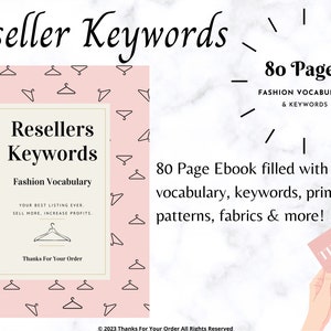 Reseller SEO Keywords Ebook | Clothing Keyword Planner | Optimize Listings SEO | Poshmark eBay Mercari Online Sellers SEO Help