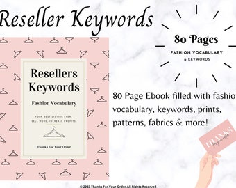 Reseller SEO Keywords Ebook | Clothing Keyword Planner | Optimize Listings SEO | Poshmark eBay Mercari Online Sellers SEO Help