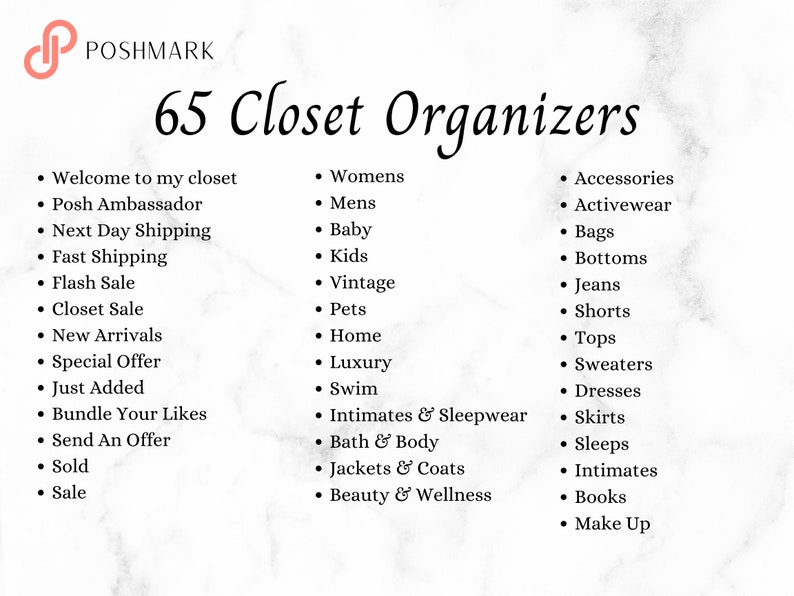 Poshmark Closet Signs, Ultimate Bundle 65 Custom Closet Organizers Pink