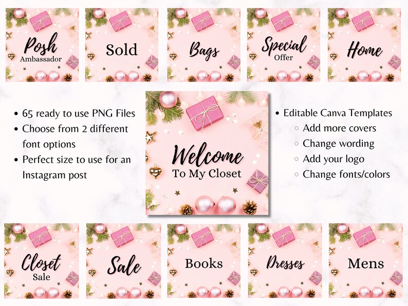 Poshmark Closet Signs, Ultimate Bundle 65 Custom Closet Organizers Pink
