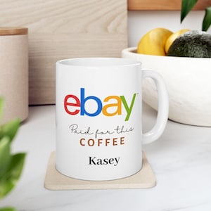 Caneca de cerâmica para café de 325ml (11oz) comprada pelo eBay | Presente para vendedor do eBay
