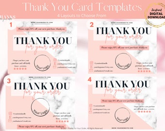DIY Business Thank You Card Templates: Small Business (Canva Editable, Digital Download)