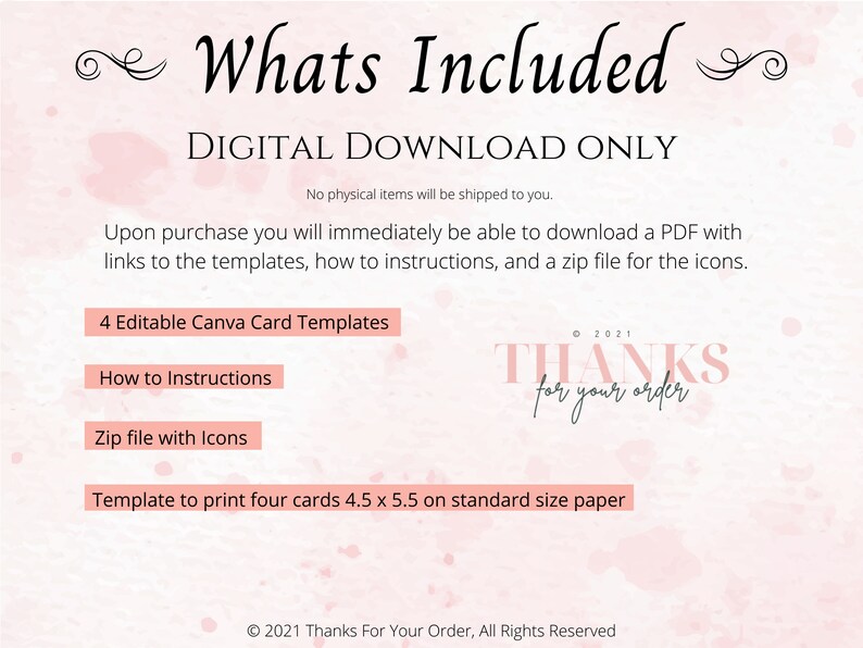 DIY Printable Business Thank You Cards Templates Thank You Etsy
