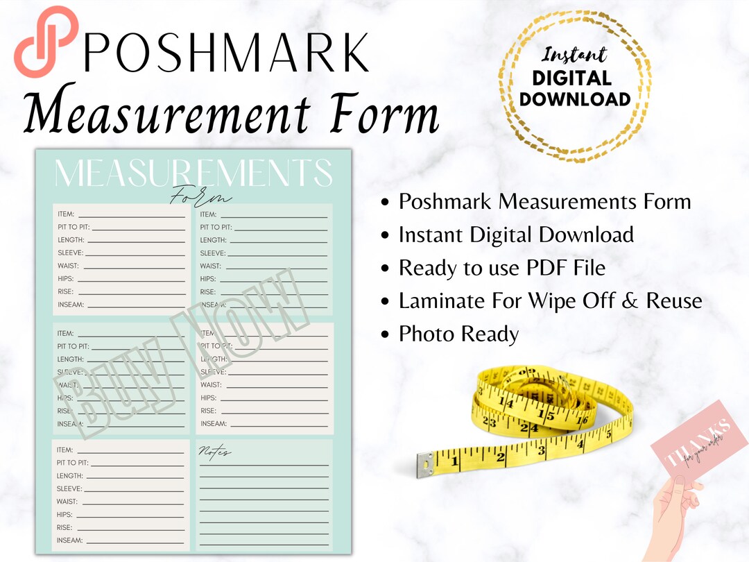Poshmark Seller Printable Wipe off Measurements Form Photo Ready Measurements Form Poshmark ...