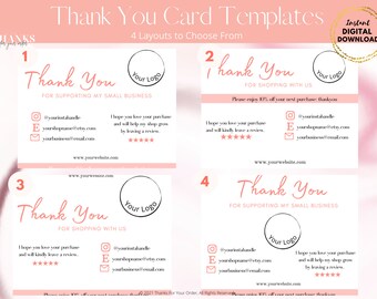 DIY Business Thank You Card Templates: Canva Editable (Digital Download)
