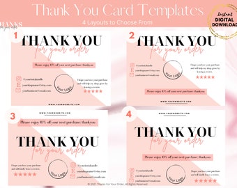 DIY Business Thank You Card Templates: Etsy, Poshmark, Ebay (Canva Template, Digital Download)