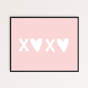 XO Valentine&#39;s Day Art Print | Pink Valentine Print | X and O Print | Galentine&#39;s Day Print Galentines Decor Valentines Decor Girls Room Art